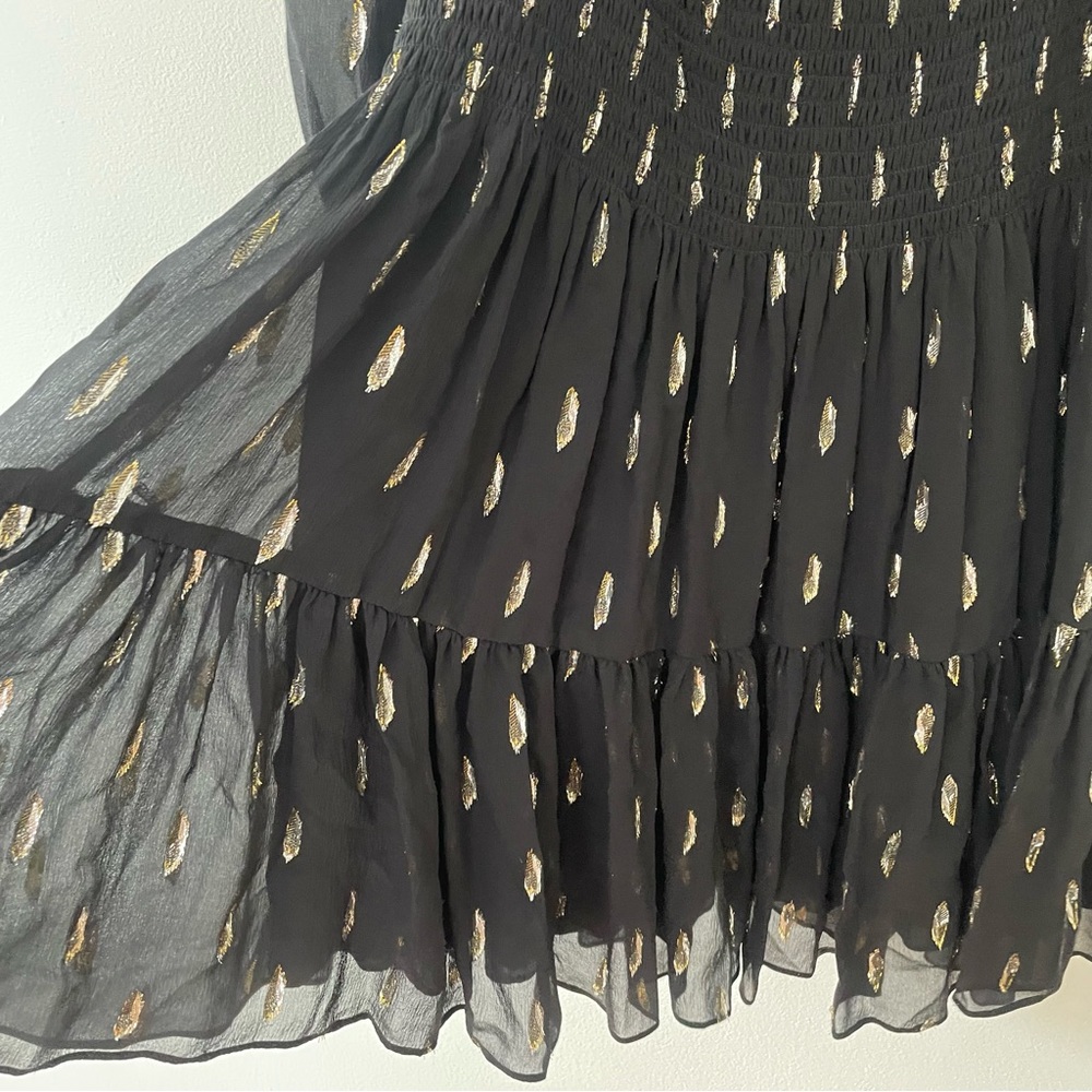 REBECCA TAYLOR Silk Metallic Clip Dot Dress Size 2 - Picture 8 of 16